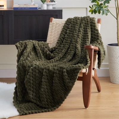 Fleece Throw Blanket for Couch or Bed - 3D Imitation Turtle Shell Jacquard De...