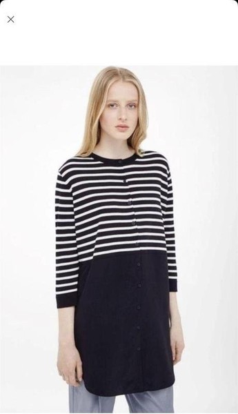 Women COS Shirt Navy Cotton L