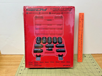 Sedy 11 piece 1/2 inch impact sockets up to 38 mm for axle nuts SEALED