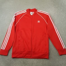Adidas Mens Track Jacket XL Red Trefoil Firebird Originals SST Zip Up Gym Bomber