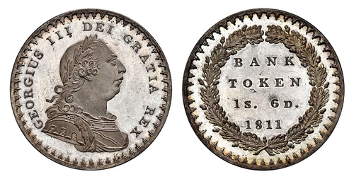 GREAT BRITAIN 1811 AR 1 Shilling Sixpence (18Pence) Bank Token NGC PR66CAM KMTn2
