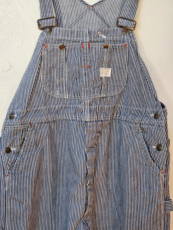 Big Mac Striped Overalls Union Made 100% Cotton Vintage 68" Long Railroad - Image 3 of 4