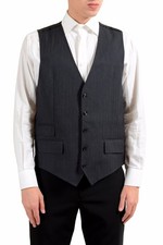 Dolce & Gabbana Men's Wool Dark Gray Button Up Dress Vest US 42 IT 52