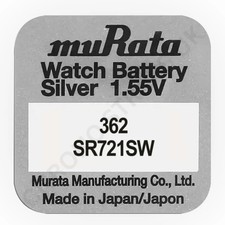 Murata 362 / SR721SW Silver Oxide Watch Battery