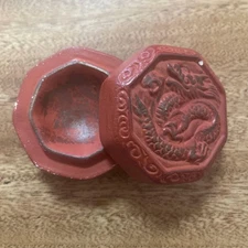 Red Octagonal Dragon Incense Holder with Box, Thousand Incense Container
