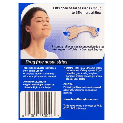 Tiras nasales Breathe Right originales grandes 30 tiras - Imagen 2 de 2