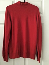 Charter Club Red 2 Ply Cashmere Mock Neck Sweater Top Women Sz S  Holiday Preppy