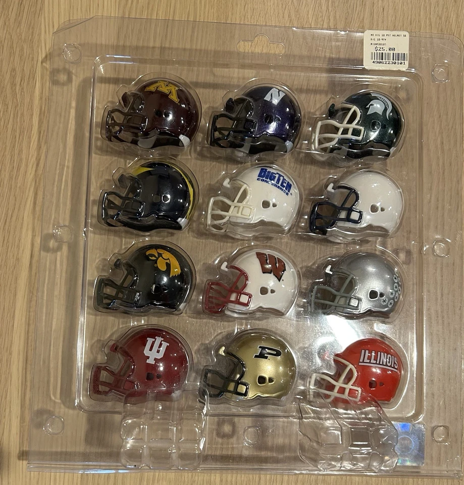 Conjunto de conferência de futebol Riddell Big Ten Revolution tamanho bolso 12 mini capacetes - Imagem 2 de 2