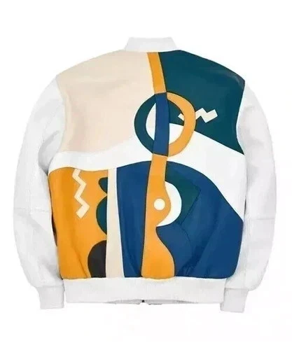Chaqueta de bombardero de felpa Picasso para hombre hecha a mano chaqueta de cuero de vaca genuino Foto 2 de 4
