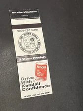 Matchbook Cover - Kendall Motor Oil Terre Haute Indiana
