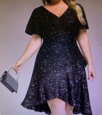 Ever Pretty Calistea Women's Plus Size 22 Sequin High Low Dress Formal Black