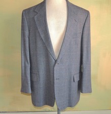 46 Vintage 80s Lacrosse Blue Herringbone Tweed Sport Coat Blazer VFG USA Made