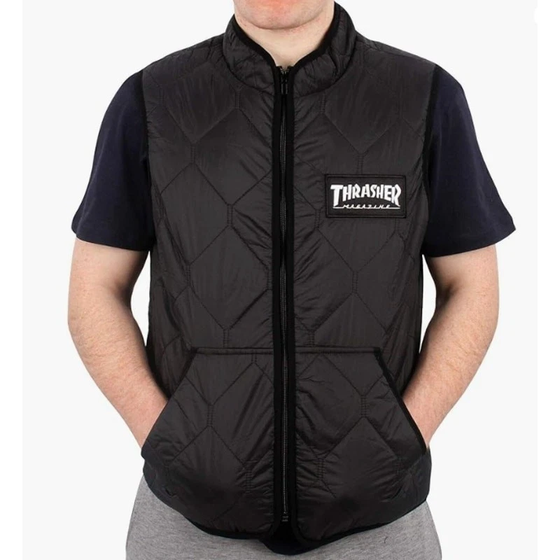 Chaqueta chaleco Thrasher Magazine para hombre talla grande con logotipo - negra Foto 2 de 4