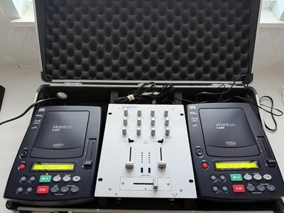 Stanton S-300 CD Player x2 SMX-211 DJ Mixer Set Hard Case Tested