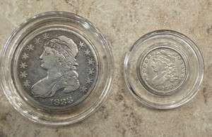 ￼1833 Capped Bust Half Dollar W/ Lettered Edge & Capped Bust Dime W/ Last 3 High