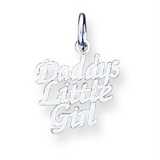 14K White Gold Polished Casted Daddys Little Girl Charm Family Kid Gift Pendant