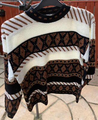 Vintage Pullover Arielle Sweater Coogi Style Metallic Strick braun 80 s Weihnachten 