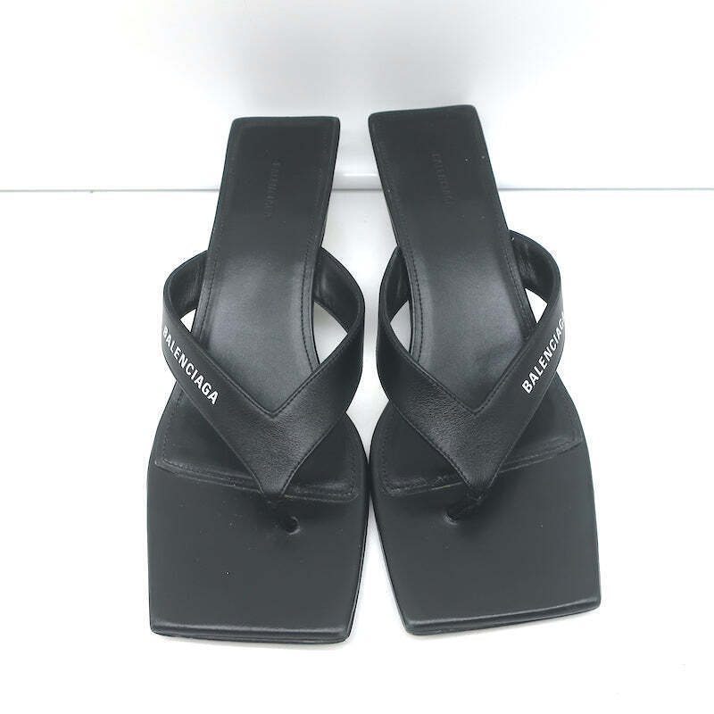 Balenciaga Metal 40 Thong Sandals Black Leather Size 36.5 Balenciaga Metal 40 Thong Sandals Black Leather Size 36.5