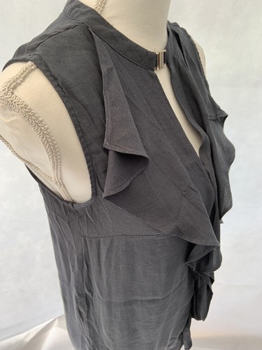 H&M Womens Grey Sleeveless Frilly Blouse Size 10 - Picture 7 of 11