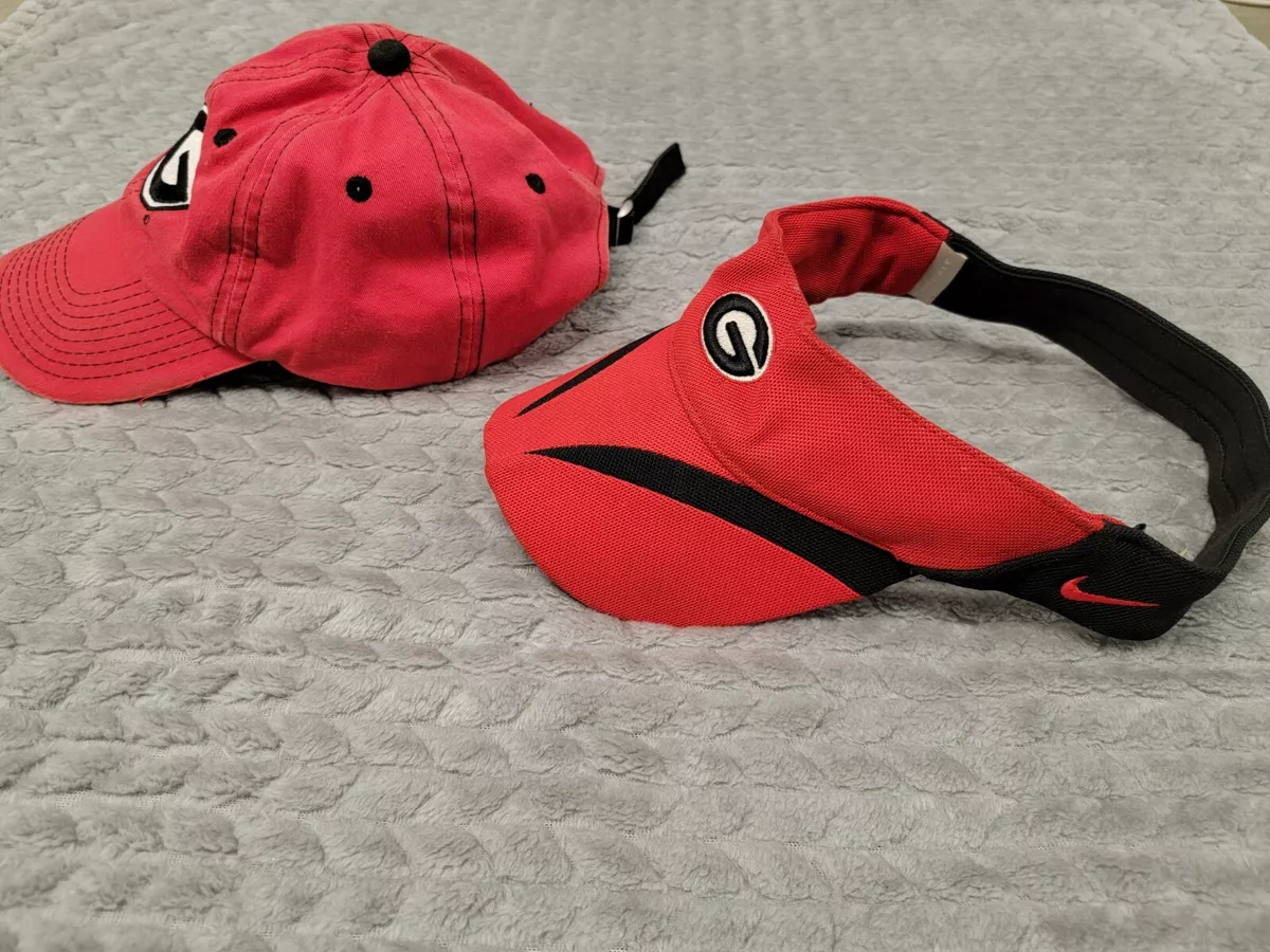 2 Bulldogs Hat- UGA Red Visor- Nike Dri-fit/ Dad Hat OSFA NCAA Unisex