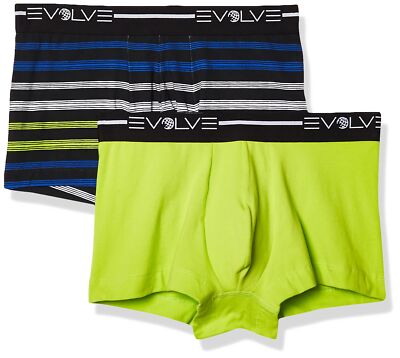 Men's Cotton Stretch No Show Trunk Underwear Multipack, Lime Green/Multi Stri...
