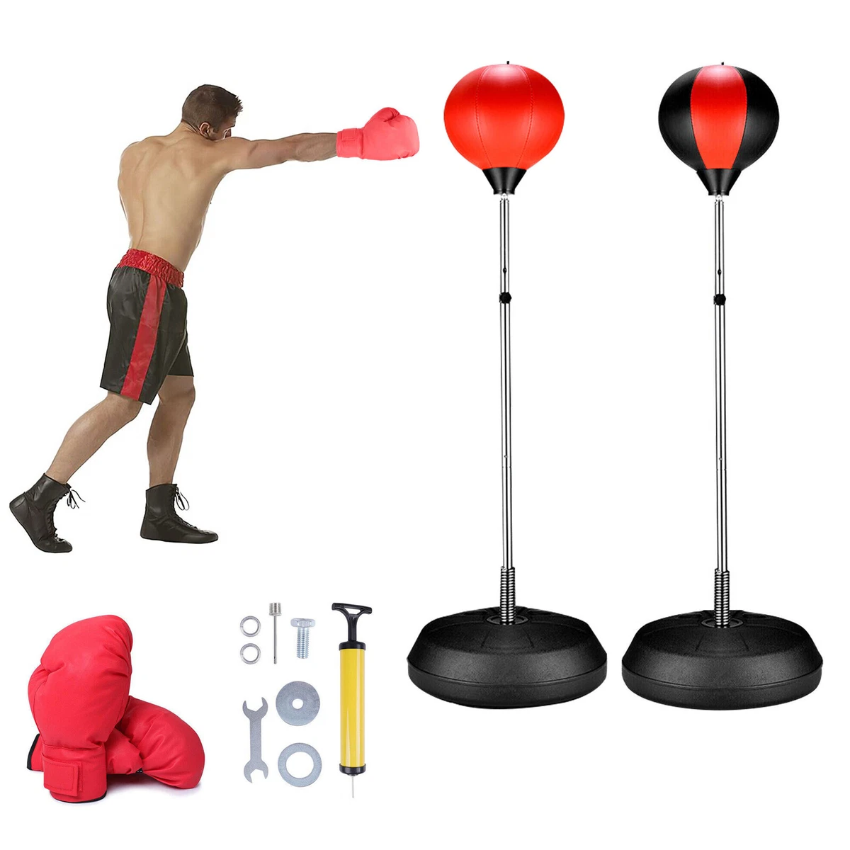 Punching Reflex Boxing Bag w/ Adjustable Stand Speed Boxing Bag With Gloves