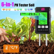 6-in-1 PH Tester Sunlight Soil Moisture Meter Detector Temperature Humidity