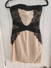 Little Mistress Beige Black Party Evening Dress UK 8 with Tags