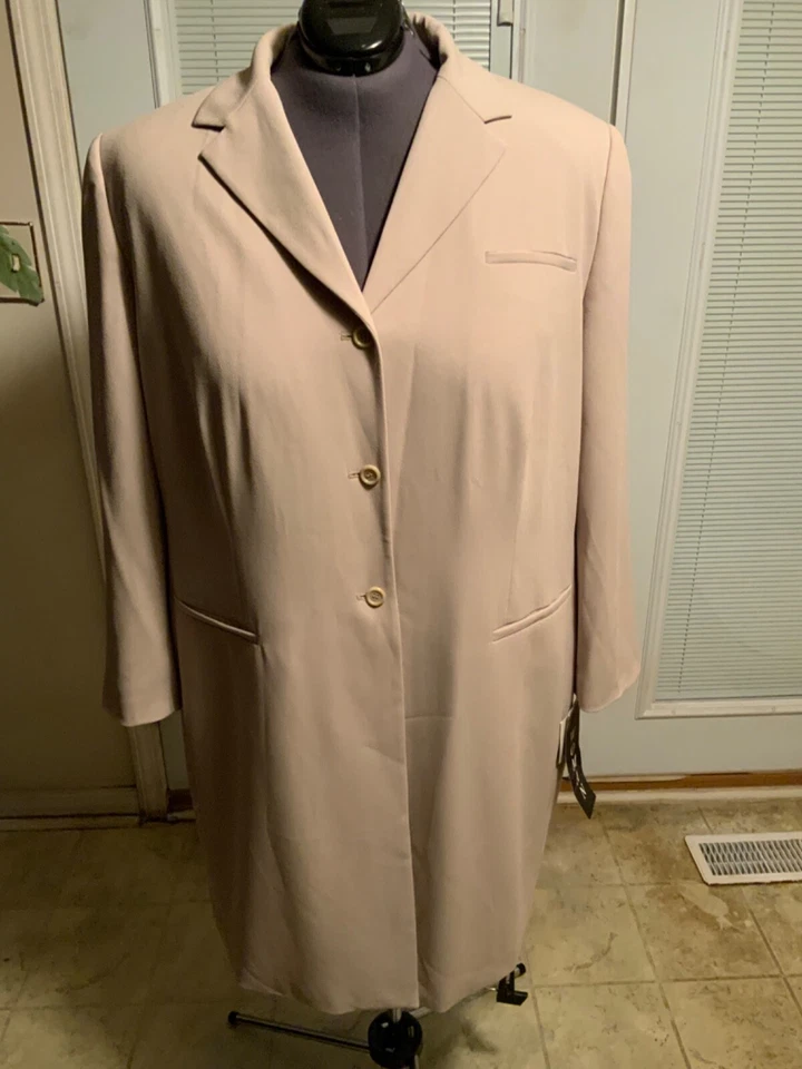 Abrigo Blazer FOCUS 2000 Largo Beige Mujer Completamente Forrado Talla 24W Nuevo con Etiquetas Foto 2 de 4