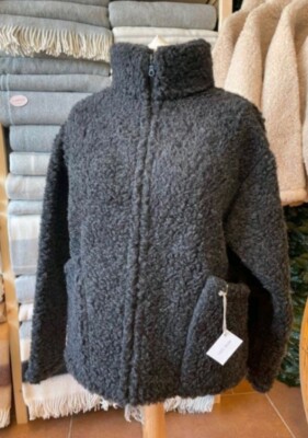 Wolljacke MERINO Schurwolle 100% Merinowolle  - antrazit 