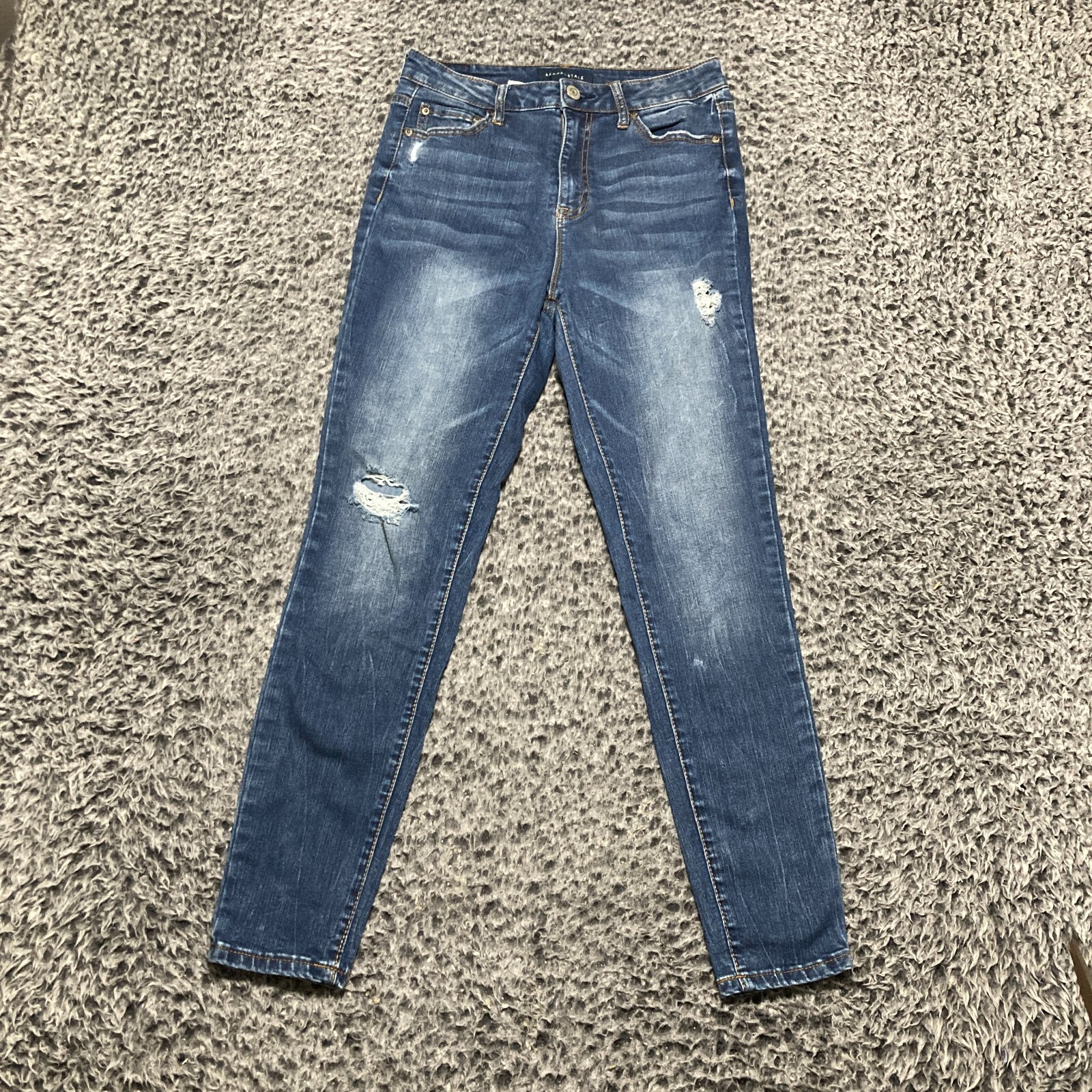 Aeropostale The Norma Jeans Womens Size Blue Distressed Medium
