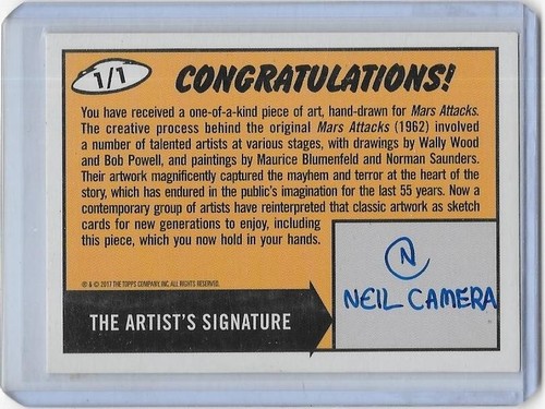Topps Mars Attacks: The Revenge! 1/1 Sketch card by Neil Camera - Picture 2 of 2