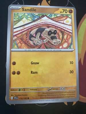 pokemon card sandile 216/198 Rare (Base Carlet & Purple) + TitanCards Toploader Toys 20 Retreat Cost Pokmon Card 115/198 Sandile -