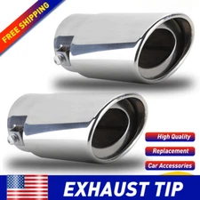 2PCS Stright Chrome Muffler Tip 2.5" Exhaust Pipe Tail Throat Stainless Steel US