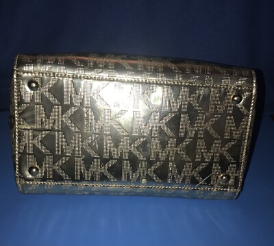 MICHAEL KORS Satchel Gold Mirror Metallic Monogram MK Logo MICHAEL KORS Satchel Gold Mirror Metallic Monogram MK Logo
