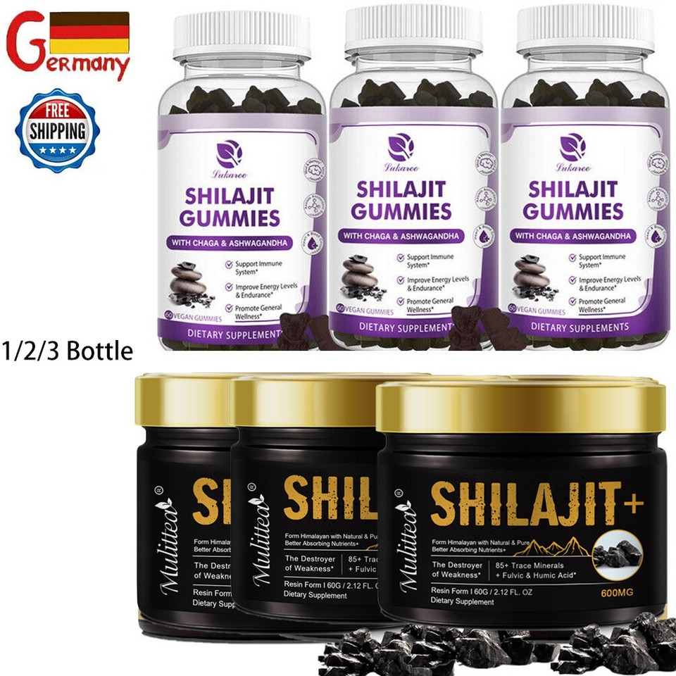 Original Himalaya Shilajit Gel/Gummies Harz, 60g Glas 85+ Mineralien Vegan