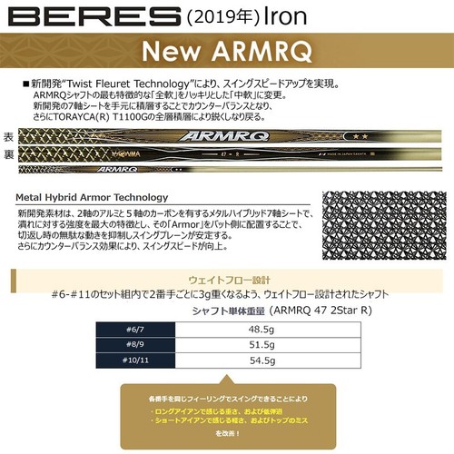 HONMA Golf BERES 2019 Men Iron Club #7 ARMRQ 47 2S 2 Star Graphite Shaft Flex R - Picture 9 of 10