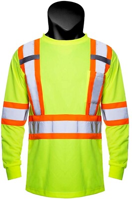 VENDACE High Vis Safety Work ANSI Class 2 Reflective Long Sleeve with Pocket F6 