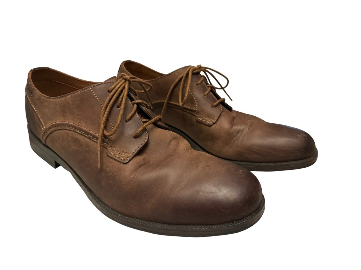 Clarks Men Brown Leather Lace Up Oxford Shoes 12M | eBay