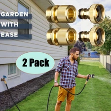 2 Pack Quick Connector Garden Hose Fittings - 3/4" Snap-On Water Hose Adapter