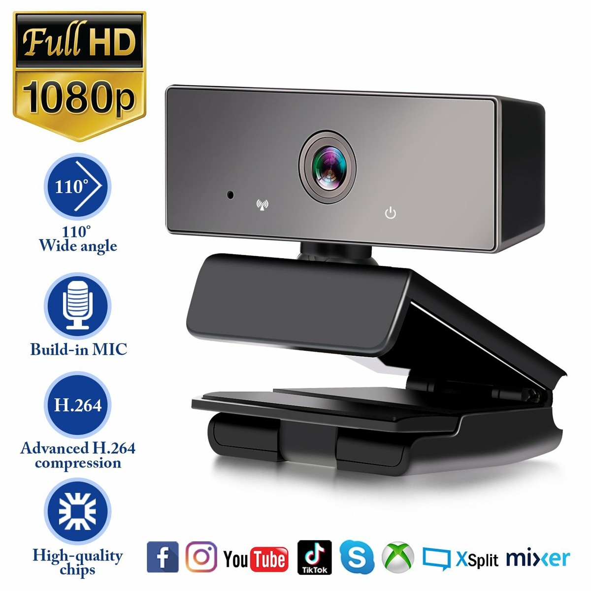Gaming Webcam 1080p HD Face Cam For Business Meetings Gaming