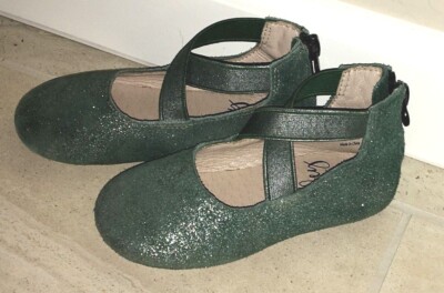 Monkey Feet Glittery Suede Leather Baby Girl Dress Shoes Sage Green 2 3 Y  EUC LN | eBay