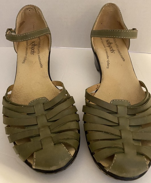 Softspots Sandals, Olive Green, Sz 9 N, Leather Upper eBay