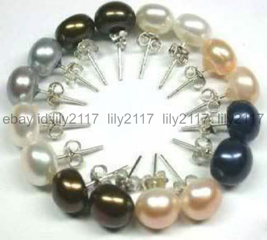 Set 36 Pares Aros Perla Fantas&iacute;a Colores 8mm | Cuotas Sin Inter&eacute;s