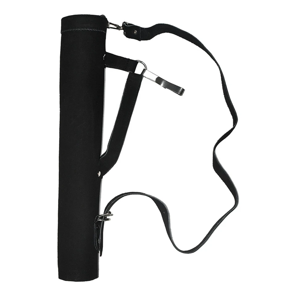 Aljaba de cuero de gamuza de cuero genuino hecha a mano negra aljaba soporte ... - Imagen 2 de 4