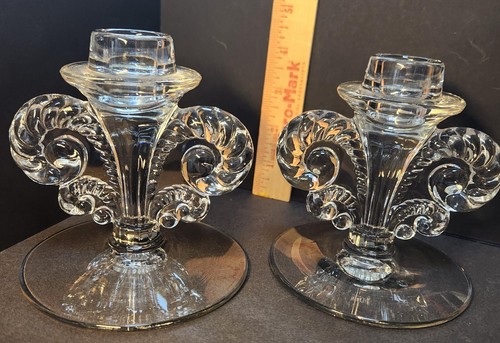 Exquisite Fleur-di-Lis of Fostoria Coronet candle holders - Picture 3 of 6