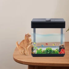 Small Fish Tank Black Low Noise Bedroom Desktop Fish Tank Aquarium Kit Home