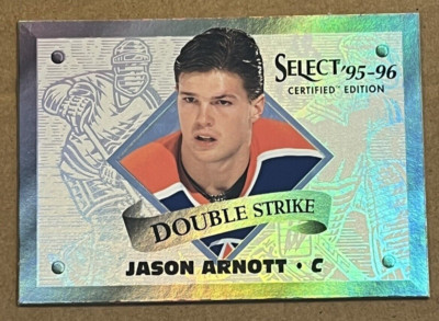 1995-96 SELECT CERTIFIED - DOUBLE STRIKE INSERT - JASON ARNOTT OILERS #8 OF 20
