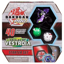Bakugan Pro, Darkus Eenoch - Starter Set 3-Pack with 40 Cards deck. Shields of V