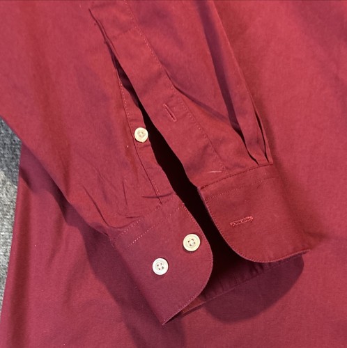 VTG 90’s J Crew Shirt Y2K Mens L Maroon Cotton Casual Preppy Button Up Stretch - Picture 10 of 15